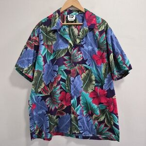 Hilo Hattie Short Sleeve Hawaiian Colorful Floral Hibiscus Button Up 2XL